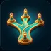 Premium glossy 3D icon featuring three luminous aqua teal sea lanes converging toward three polished gold lighthouses on deep